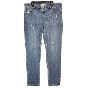 Liz Claiborne Women’s Distressed Blue Denim Mid Rise Boyfriend Jeans Size 8
